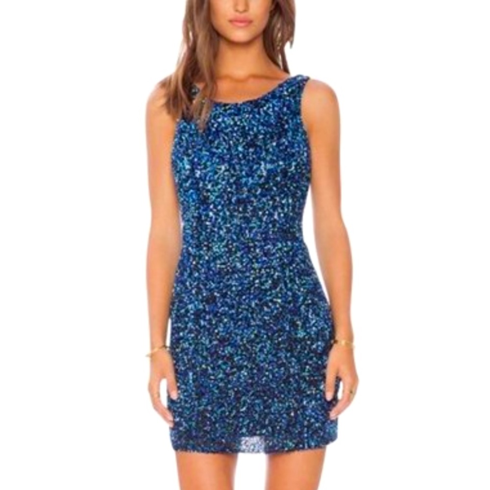 Parker Kenzie sequin dress in blue (ultramarine). NWT.